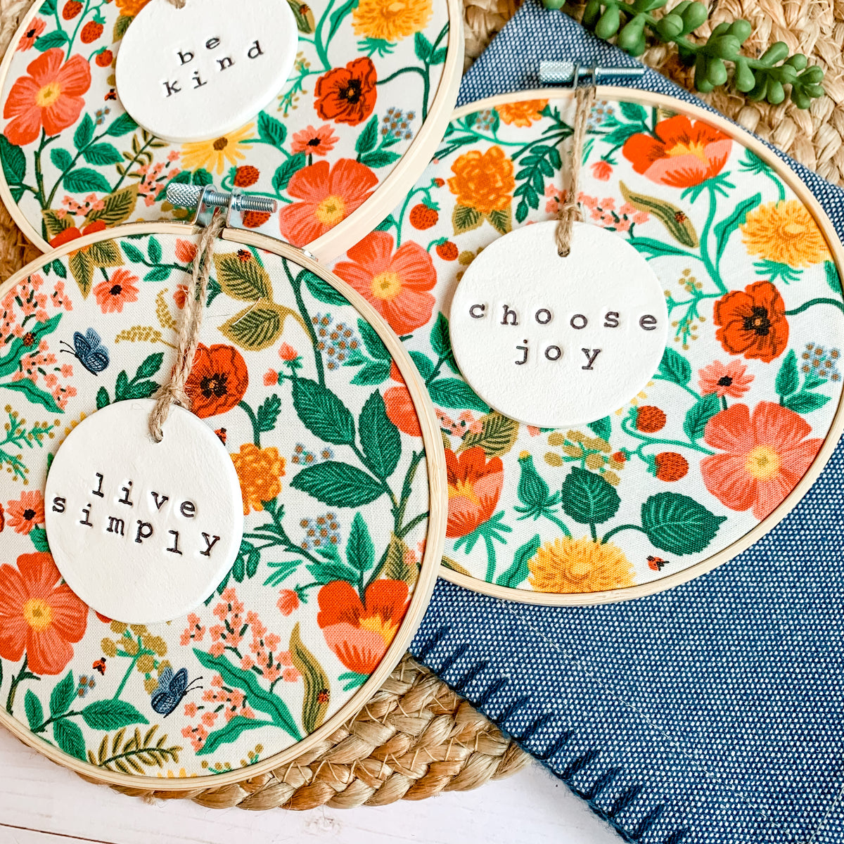 6 Inch Hoop with Rifle Paper Co. Cream Garden Party Fabric and Circle –  Handmade Hoosier