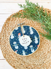 Load image into Gallery viewer, 6 Inch Hoop with Snowman Fabric and Clay Ornament