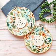Load image into Gallery viewer, 6 Inch Hoop with Rifle Paper Co. Herb Garden Fabric and Circle Ornament