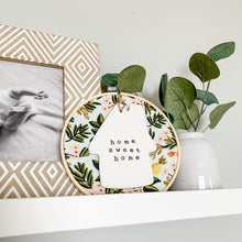 Load image into Gallery viewer, 6 Inch Hoop with Rifle Paper Co. Citrus Floral Mint Fabric and House Ornament