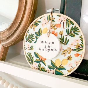 6 Inch Hoop with Rifle Paper Co. Citrus Floral Mint Fabric and Circle Ornament