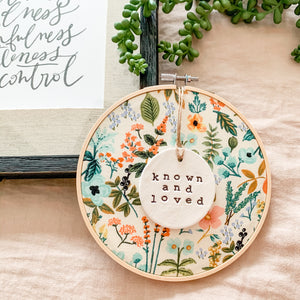 6 Inch Hoop with Rifle Paper Co. Herb Garden Fabric and Circle Ornament