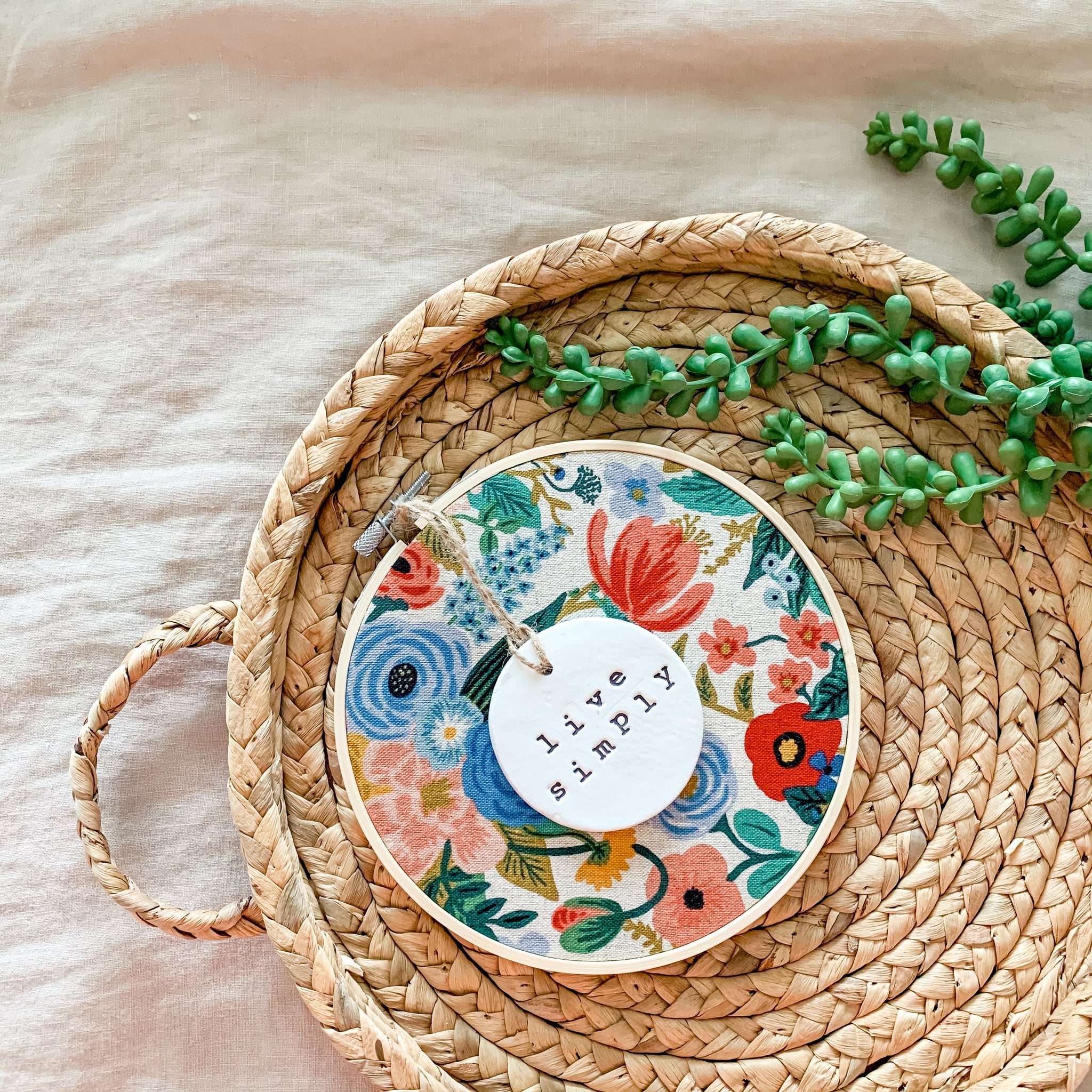 6 Inch Hoop with Rifle Paper Co. Canvas Garden Party Fabric and Circle –  Handmade Hoosier