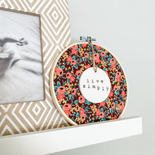 Load image into Gallery viewer, 6 Inch Hoop with Rifle Paper Co. Burgundy Rosa Fabric and Circle Ornament